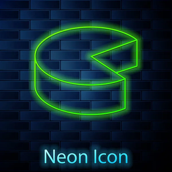 Glödande Neon Linje Ost Ikon Isolerad Tegel Vägg Bakgrund Vektor — Stock vektor