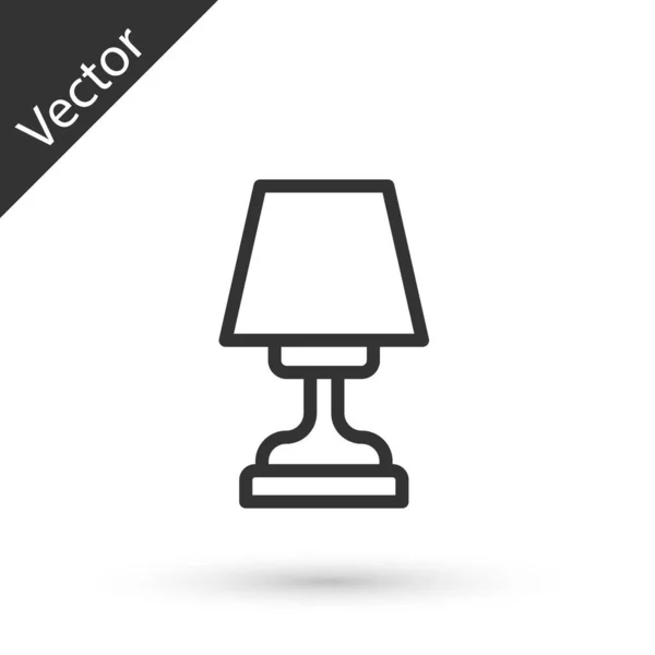 Línea Gris Icono Lámpara Mesa Aislado Sobre Fondo Blanco Vector — Archivo Imágenes Vectoriales