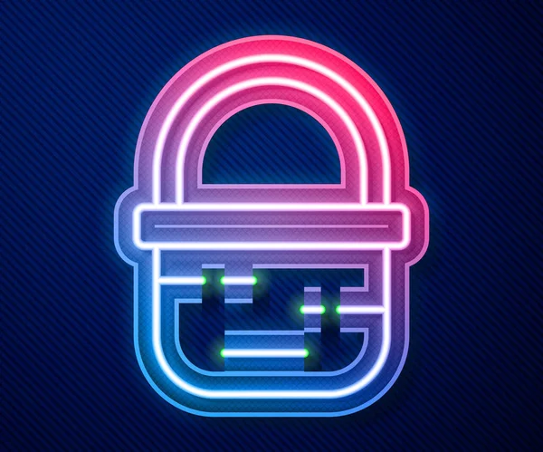 Glowing Neon Line Basket Icon Isolated Blue Background Online Buying — Image vectorielle