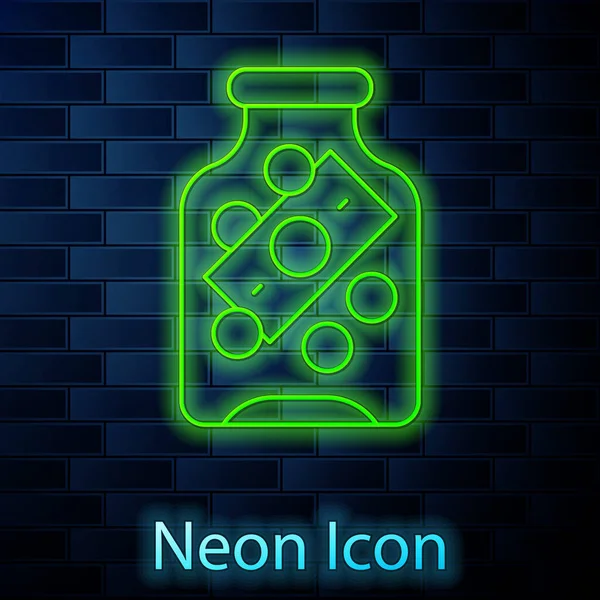 Glow Neon Line Pot Argent Verre Avec Icône Pièce Isolé — Image vectorielle