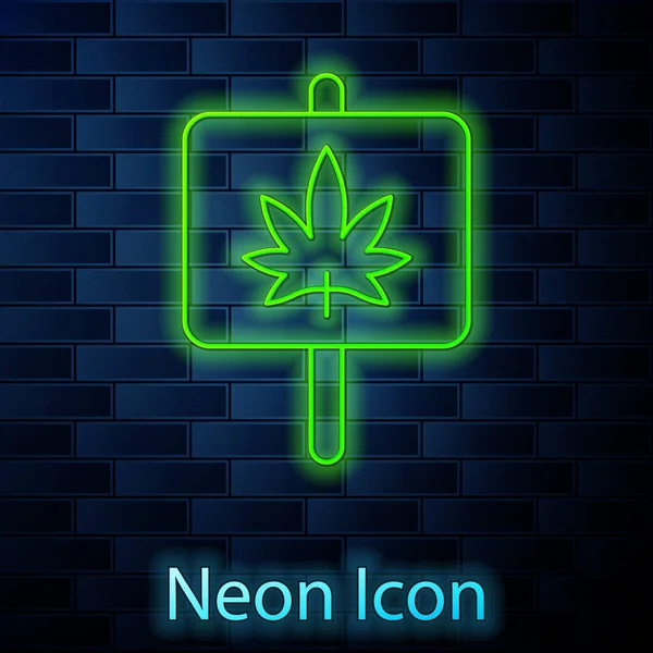 Ligne Lumineuse Néon Icône Marijuana Médicale Feuille Cannabis Isolée Sur — Image vectorielle
