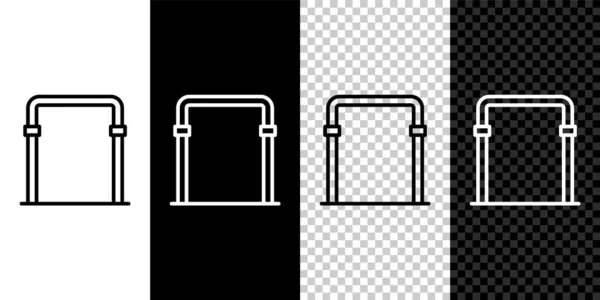 Set Line Sport Horizontal Bar Icon Isolated Black White Transparent — Stock Vector