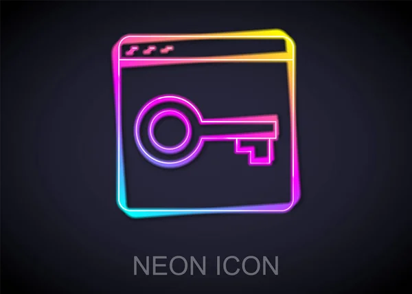 Glowing Neon Line Secure Your Site Https Ssl Icon Isolated — стоковый вектор