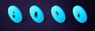 Isometric Hands 'i dua etme pozisyonuna getir, Kite, Hint kumaşı ve vazo ikonu. Vektör.
