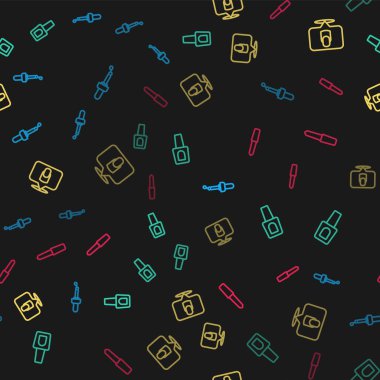 Pipette 'i yağlı, bir şişe tırnak cilası, manikür ve tırnak törpüsü ile kusursuz desenli sıraya dizin. Vektör