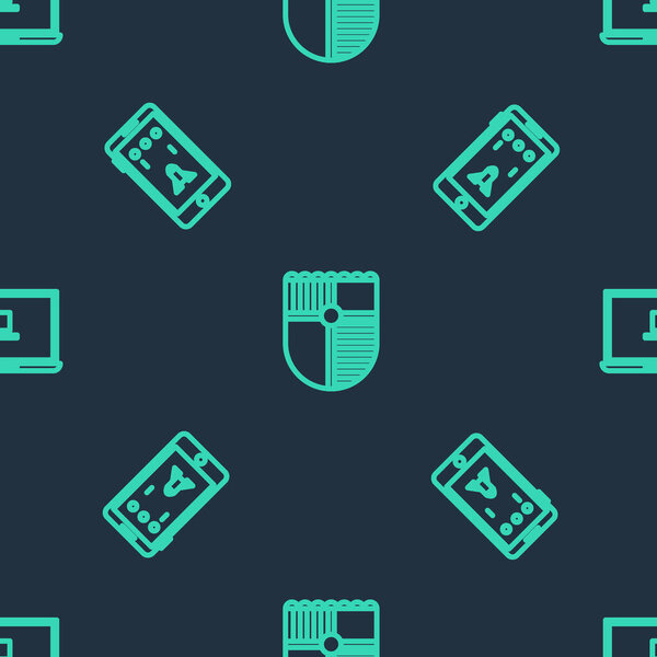 Set line Shield for game, Mobile and playing in and Laptop on seamless pattern. Vector.