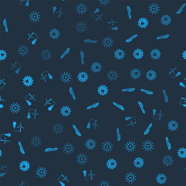 Güneş enerjisi paneli, Pen ve ampulü rüzgar türbiniyle pürüzsüz desene ayarlayın. Vektör.