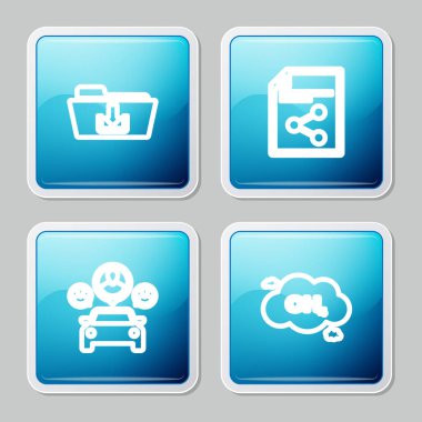 Satır indirme, Paylaşım dosyası, Araba Paylaşım ve Metan emisyon azaltma simgesini ayarla. Vektör.