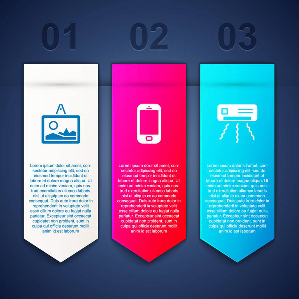 Set Picture, Mobile phone and Air conditioner. Business infographic template. Vector