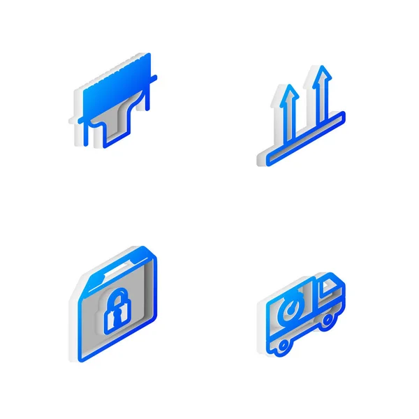 Set Isometric Line Side Scanner Scanning Bar Code Locked Package — Stock Vector