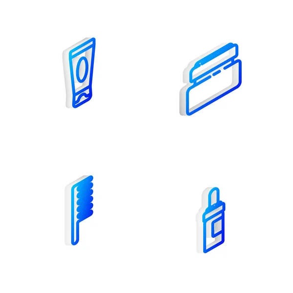 Isometric Marka Krem Veya Losyon Kozmetik Tüp Saç Fırçası Sakal — Stok Vektör