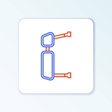 Çizgi Kamyonu yan ayna simgesi beyaz arkaplanda izole edildi. Renkli taslak konsepti. Vektör