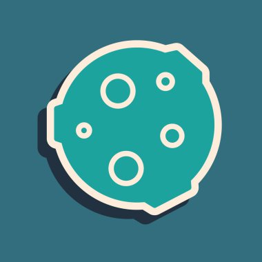 Yeşil Ay simgesi yeşil arkaplanda izole edildi. Uzun gölge tarzı. Vektör İllüstrasyonu