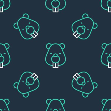 Çizgi Kunduz hayvan ikonu siyah arkaplanda kusursuz desen izole etti. Vektör