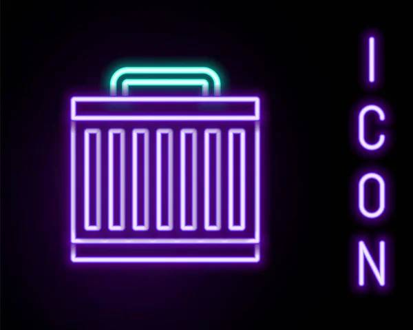 Linea neon incandescente Icona del sistema di raffreddamento del radiatore auto isolato su sfondo nero. Concetto di contorno colorato. Vettore — Vettoriale Stock