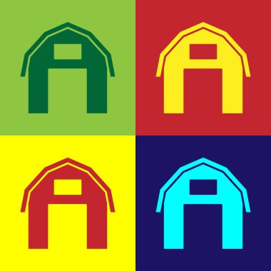 Pop Art Farm ev simgesi renk arkaplanında izole edilmiş. Vektör