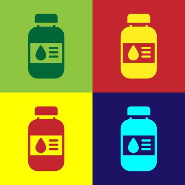 Pop Art Printer mürekkep şişesi simgesi renk arkaplanında izole edilmiş. Vektör