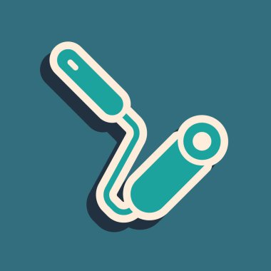 Yeşil boya fırça ikonu yeşil arkaplanda izole edildi. Uzun gölge tarzı. Vektör