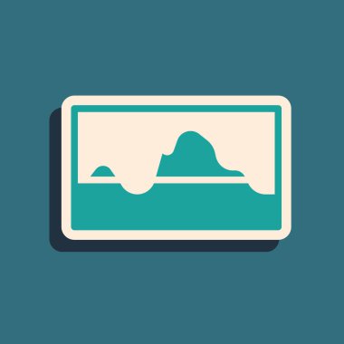 Yeşil Müzik Dalga Dengeleyici simgesi yeşil arkaplanda izole edildi. Ses dalgası. Ses dijital dengeleyici teknolojisi, konsol paneli, nabız müzikali. Uzun gölge tarzı. Vektör