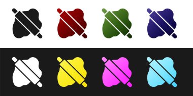 Siyah ve beyaz arka planda izole edilmiş hamur simgesine oklavayı yerleştir. Vektör