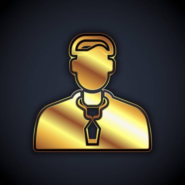 Gold Worker icon isolated on black background. Business avatar symbol user profile icon. Male user sign. Vector