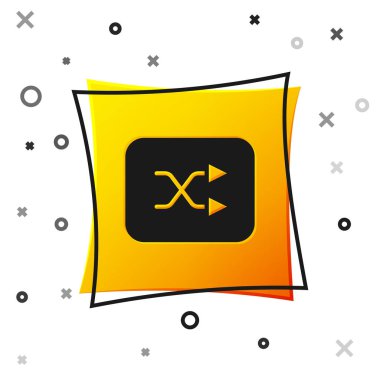 Siyah Ok karıştırma simgesi beyaz arkaplanda izole edildi. Sarı kare düğme. Vektör