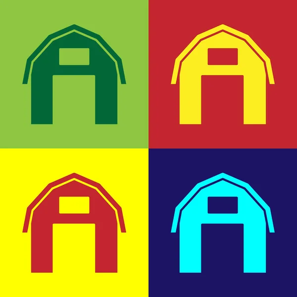 Поп-арт Farm House иконка изолированы на цветном фоне. Вектор — стоковый вектор