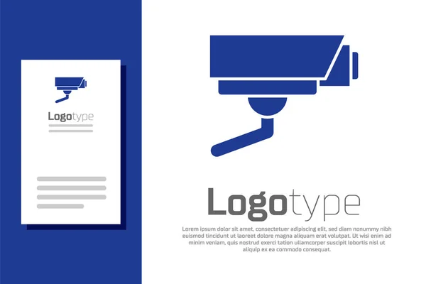 Blauwe beveiligingscamera pictogram geïsoleerd op witte achtergrond. Logo ontwerp template element. Vector — Stockvector