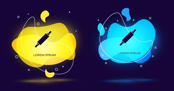 Black Rolling pin icon isolated on black background. Abstract banner with liquid shapes. Vector Illustration — Wektor stockowy