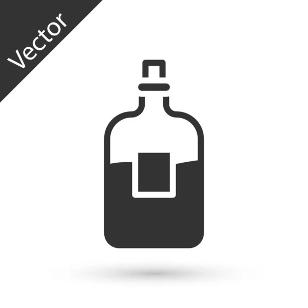Garrafa de vidro cinza de ícone de vodka isolado no fundo branco. Vetor — Vetor de Stock