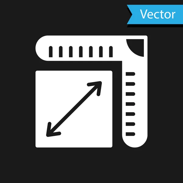 Ícone de tamanho de papel branco isolado no fundo preto. Vetor — Vetor de Stock