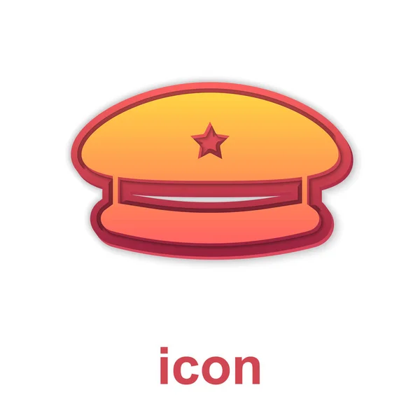 Icono de boina militar dorada aislado sobre fondo blanco. Soldados gorra. Sombrero del ejército. Baret de guerra. Vector — Vector de stock