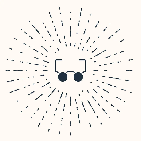 Icono de gafas grises aislado sobre fondo beige. Símbolo de marco de gafas. Puntos aleatorios de círculo abstracto. Vector — Archivo Imágenes Vectoriales