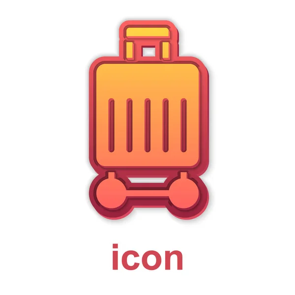 Maleta de oro para icono de viaje aislado sobre fondo blanco. Señal de equipaje de viaje. Icono de equipaje de viaje. Vector — Archivo Imágenes Vectoriales