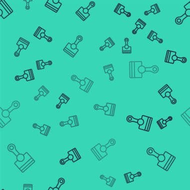 Siyah çizgi motor piston simgesi yeşil arkaplanda izole edilmiş pürüzsüz desen. Araba motoru pistonu işareti. Vektör