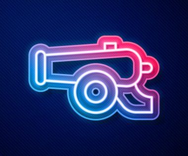 Parlayan neon hattı Ramazan topu simgesi mavi arkaplanda izole edildi. Vektör