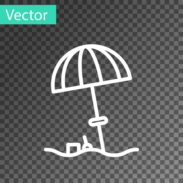 White line Sun protective umbrella for beach icon isolated on transparent background. Large parasol for outdoor space. Beach umbrella. Vector Illustration — Vector de stock