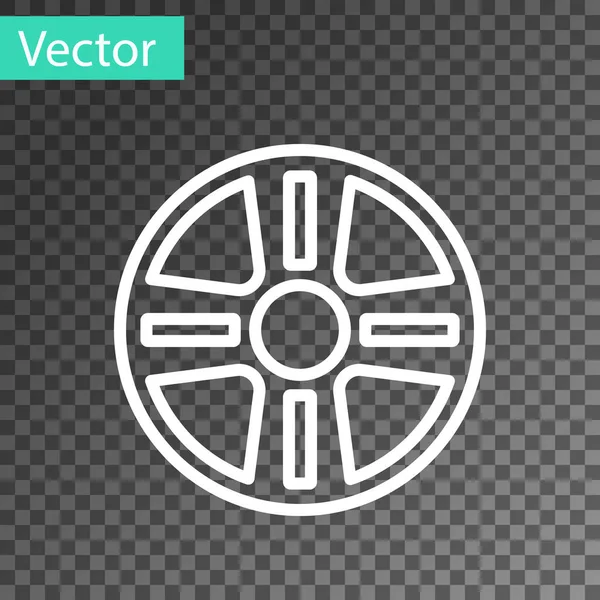 Witte lijn Legering wiel voor een auto pictogram geïsoleerd op transparante achtergrond. Vector — Stockvector