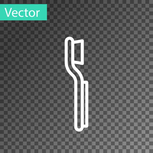 Witte lijn Tandenborstel pictogram geïsoleerd op transparante achtergrond. Vector — Stockvector