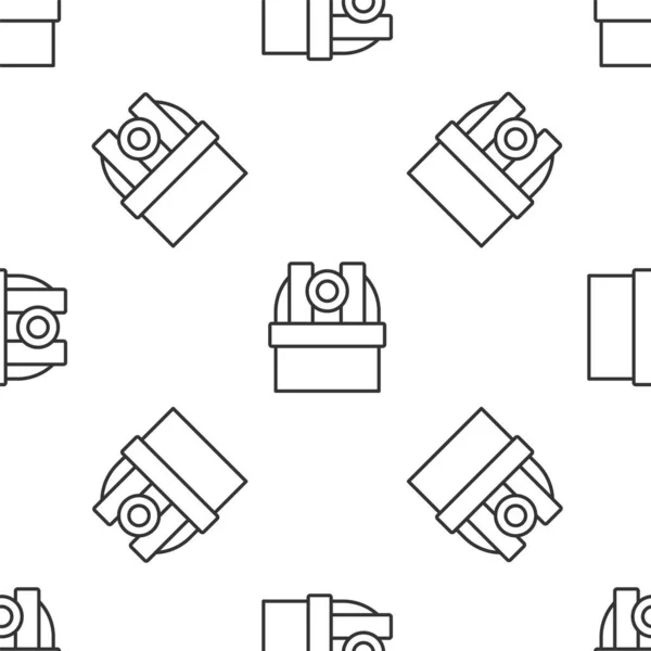 Grå linje Astronomiska observatoriet ikon isolerade sömlösa mönster på vit bakgrund. Observatorium med teleskop. Vetenskaplig institution. Vektor — Stock vektor