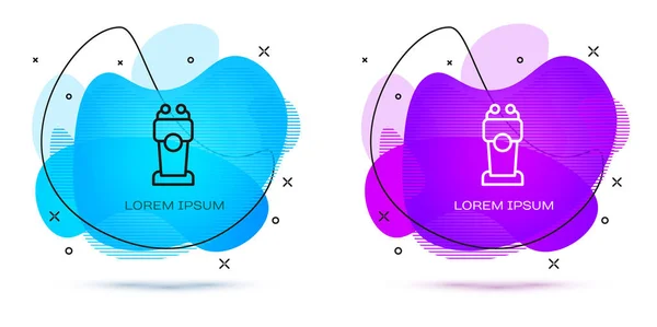 Linha Estágio stand ou debate pódio ícone rostrum isolado no fundo branco. Tribuna do discurso da conferência. Banner abstrato com formas líquidas. Vetor — Vetor de Stock