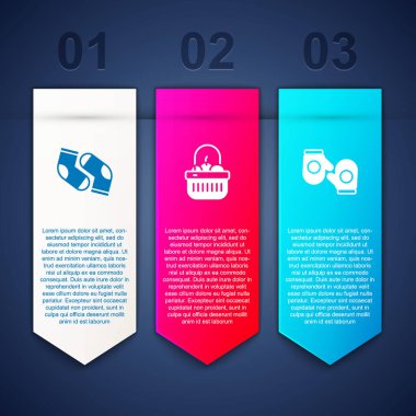 Set Socks, Basket and food and Christmas mitten. Business infographic template. Vector