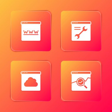 Tarayıcı penceresini, ayarlarını, Cloud teknoloji veri transferini ve borsa simgesine sahip web sitesini ayarla. Vektör