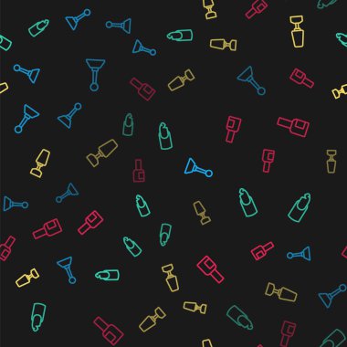 Manikür, kırık tırnak makası ve dikişsiz desen üzerine bir şişe cilaya ayarlayın. Vektör