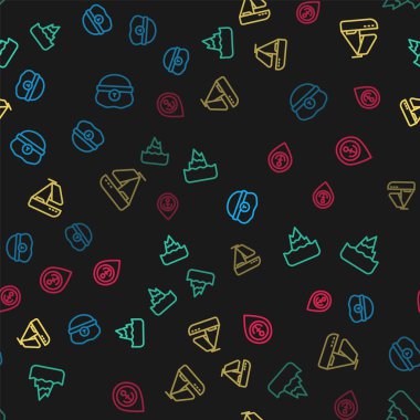 Kaptan şapkası, Iceberg, Yat yelkenlisi ve kusursuz desenli demirli konumu ayarlayın. Vektör