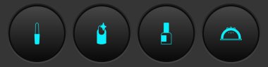 Tırnak törpüsü, manikür şişesi, tırnak cilası ve manikür lambası ikonu. Vektör