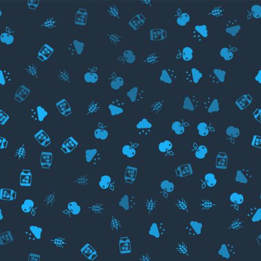 Buğday, Elma, Bulut, yağmur ve reçel kavanozunu dikişsiz desene ayarlayın. Vektör