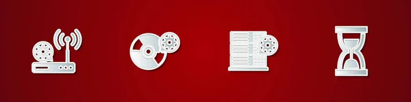 Ορισμός Router Και Ρύθμιση Dvd Δίσκο Server Και Παλιά Κλεψύδρα — Διανυσματικό Αρχείο