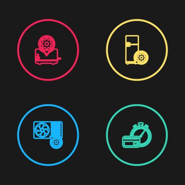 Hat ayarları, hızlı ödemeler, buzdolabı ve tost makinesi ikonu. Vektör.