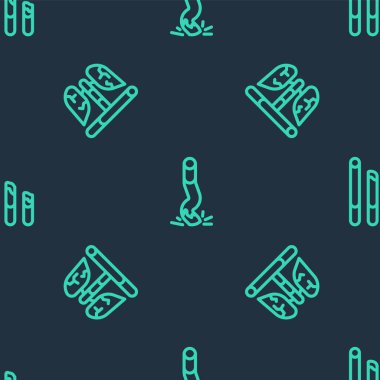 Set line Cigarette butt, Disease lungs and Smoking cigarette on seamless pattern. Vector